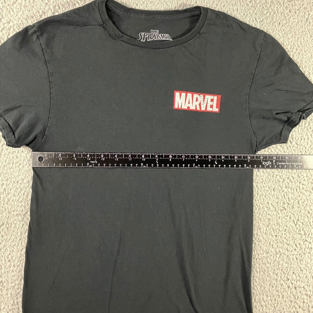 Marvel T-Shirt Men S Black S/S Logo Graphic Tee Spiderman C-Life Gorpcore Retro - Picture 4 of 6